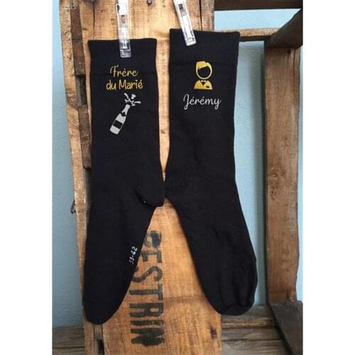 Personalized Wedding Men Groom Best man Groomsman Letter Socks New styles Combed funny Cotton Dress Socks birthday unique gift