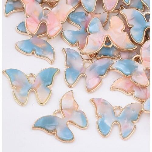 10Pcs Alloy Enamel Resin Butterfly Girls Dangle Charms Mixed Color Vintage Pendants DIY Jewelry Making Bracelet Necklace Making