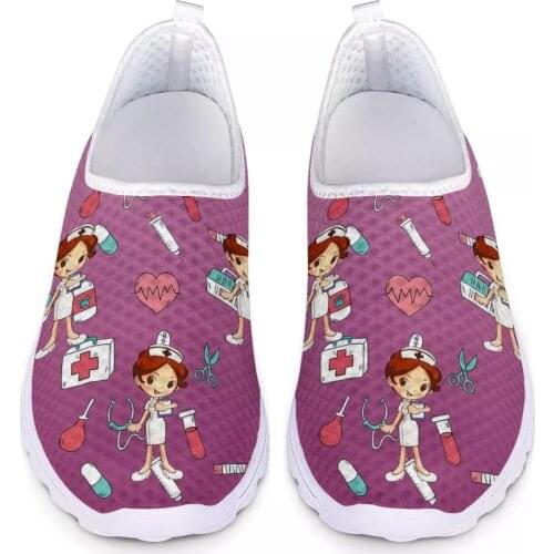 HYCOOL New Style Slip On Mesh Flat Shoes Animal Doctor Nurse Print Sneakers Casual Breathable Summer Sport Running Shoe Footwear