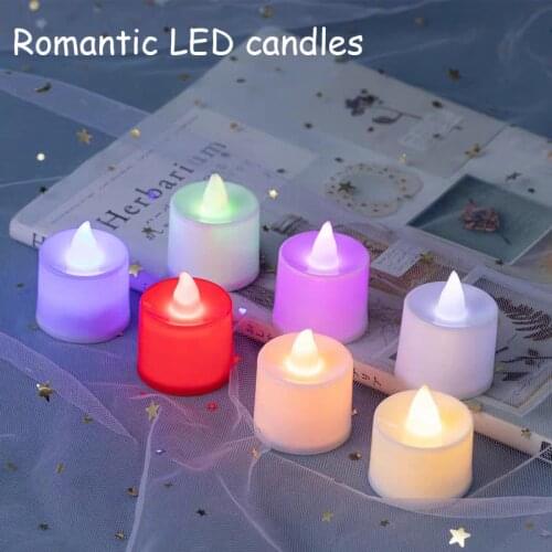 Candles With Battery Multicolor candle Lamp Decorative Aromatic Candles Reusable Night Lamp Wedding Birthday Party Decor Candle