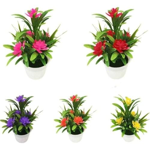 Outdoor Flower Fake False Plants Flowers Artificial Garden Decor With Pot