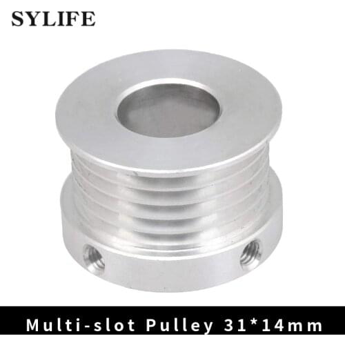 V-Type Belt Pulley 5 Slots 14mm Inner Hole Diameter 31mm Diameter Silver