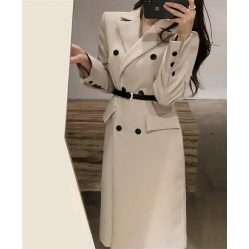 Spring autumn fashion Slim windbreaker women double breasted long trench coat plus size 2XL