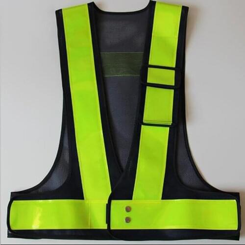 Breathable Net riding Traffic Night Work safety vest V-shaped High Visibility Security Cycling reflective Jogging Jackets