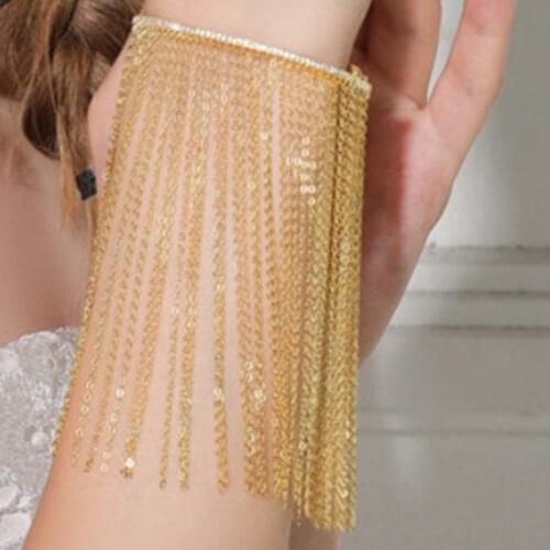Gold Tassel Cuff Bangle Solid 925 Sterling Silver Zircon Bangle Women Wedding Party jewelry