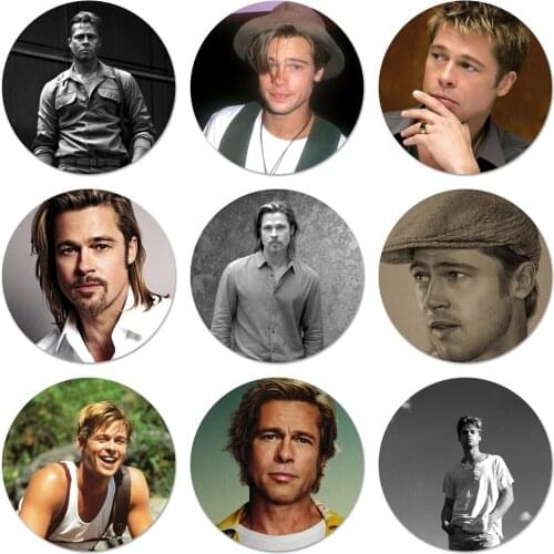 Brad pitt Icons Pins Badge Decoration Brooches Metal Badges For Clothes Backpack Decoration 58mm