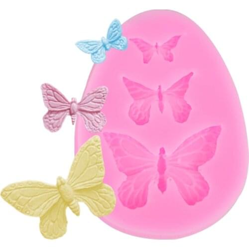 1 Pcs 3D Pink Silicone Butterfly Mould Baking Accessories Cake Decorating Tools Fudge Chocolate Craft Decoration Mould