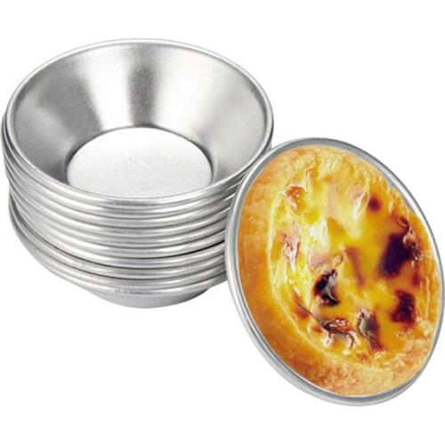 10 Pieces Egg Tart Molds Tiny Pie Tartlets Dessert Mold Pans Tin Puto Cup Bakeware Cake Cookie Mold Round Resuable Nonstick