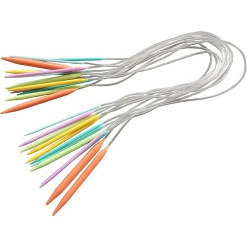 Knitting Needles 12 pcs Multicolor tube 80cm Plastic Circular Crochet Knitting Needles Set Sewing Needles