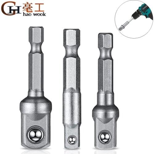 3pcs chrome vanadium steel socket adapter Seth ex shank to 1/4 &quot3/8&quot 1/2 &quotextension drill bits hex bit set power too