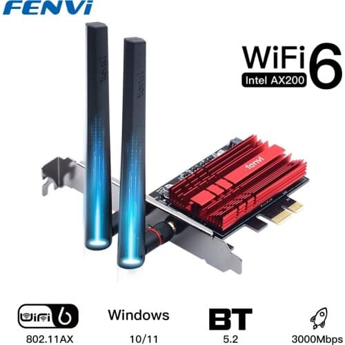 3000Mbps WiFi 6 Intel AX200 PCI-E Wireless Adapter For Bluetooth 5.1 Dual Band 2.4G/5GHz 802.11AX Wlan Network Card Win10-64 bit