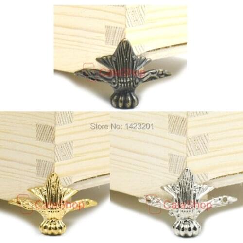 5 Pcs / Lot 42mmx30mm Antique Jewelry Chest Wood Furniture Box Decorative Feet Leg Corner Protector Decoration Bronze