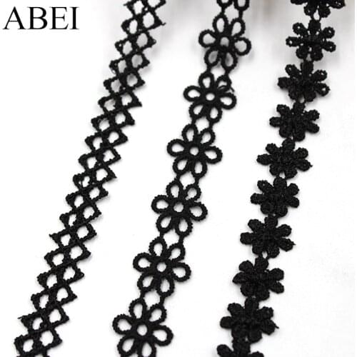 5yards/lot Black Lace embroidery Trim Ribbon Flower Water Soluble lace Trimming Diy Jewelry Chocker Ornaments Sofa Edge Docors