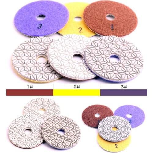 Grit #1 DC-FW3PP02 D100mm flexible wet polishing diamond wet 3 step polishing pads for granite