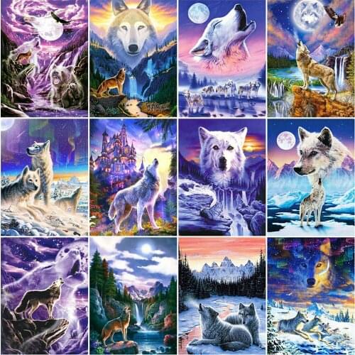 Muxun 5D Diy Diamond Painting Animal Cross Stitch Diamond Embroidery Wolf Full Square Round Mosaic Full Layout Crafts Kit Lx671