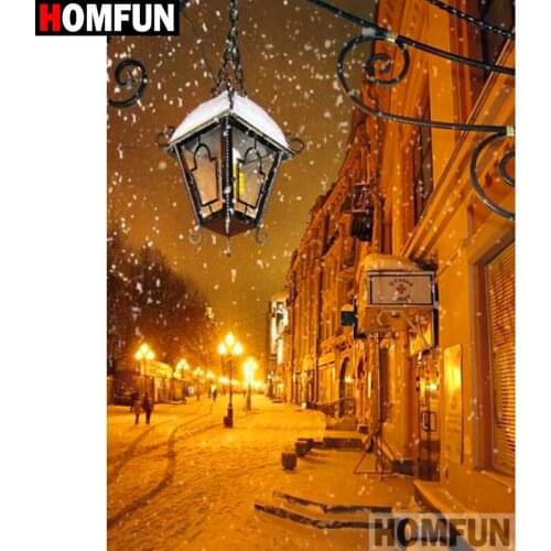 HOMFUN Full Square/Round Drill 5D DIY Diamond Painting "Street light" 3D Diamond Embroidery Cross Stitch Home Decor A20082