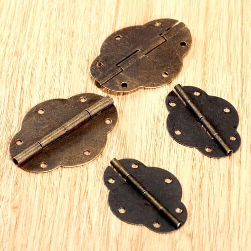 10Pcs Retro Antique Bronze Door Butt Hinge Furniture Cabinet Cupboard Wooden Box Dolls House Hinges with Screws 46*34mm 56*42mm