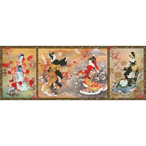 Big Japanese Woman Geisha Maid Quadruple Cross Stitch Kits Top Quality Embroidery Needlework DIY 14CT Unprinted Decor Handmade