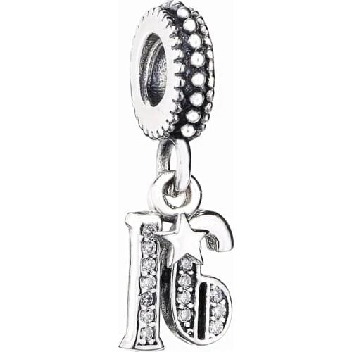 Original Alphabet & Numbers 16 Years Of Love With Star Pendant Beads Fit 925 Sterling Silver Charm Pandora Bracelet Diy Jewelry