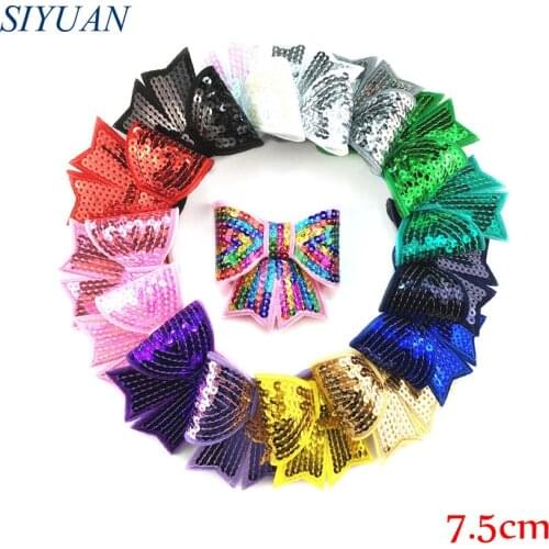 5pcs/lot DIY Boutique 7.5cm Embroidered Sequin Swallow Tail Hair Bow with Clip Headband Hairpin Accessories Cute Bow Knot HDJ13