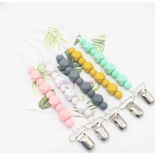 DHL 200pcs Silicone Teething Pacifier Clips with Safe ABS Beads Silicone Pacifier Chain Holder For Nipples Baby Chew Toys