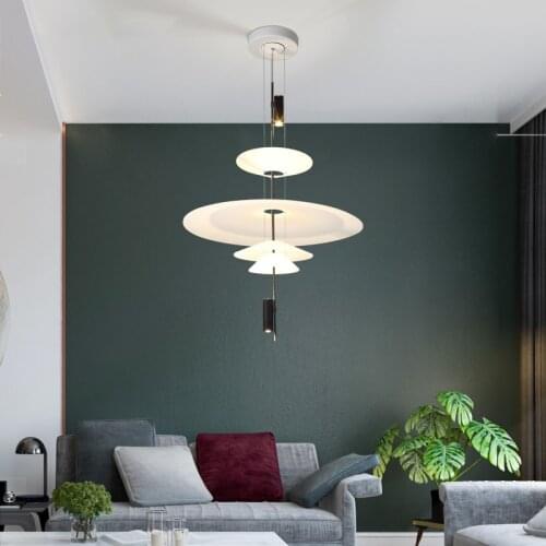 Designer Modern LED Pendant Light Shadow Lampshade Acrylic White Pendant Lamp Living Room Decoration Bedroom Light Fixture