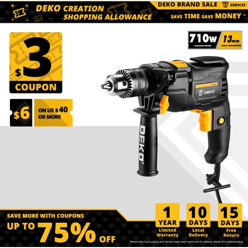 DEKO DKIDZ Series 220V Impact Drill Electric Rotary Hammer Drill With 2 Functions Screwdriver Electric Tools Power Tools