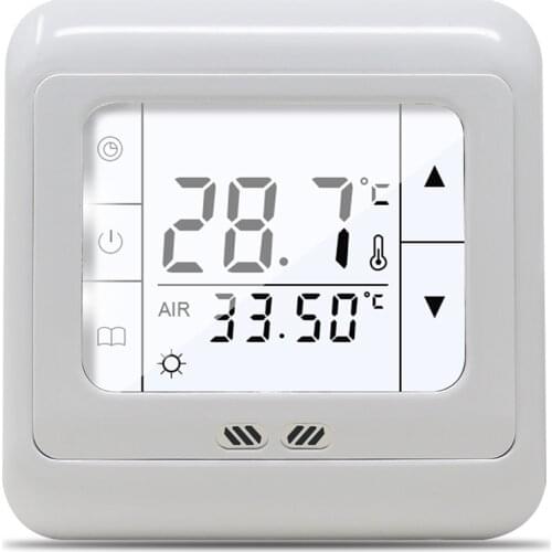 Electric Under Floor Heating Thermostat Auto Control Room Temperature Controller System White/Blue/Green LCD Backlight