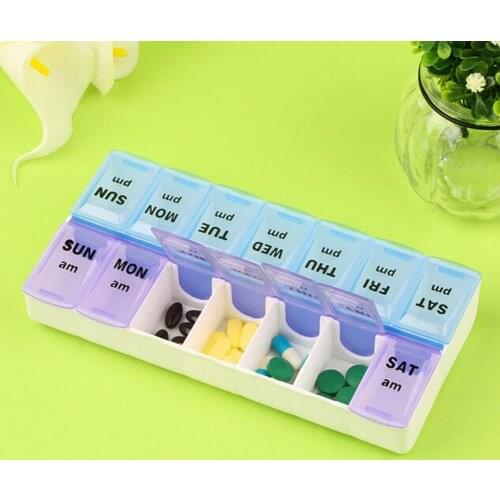 Weekly 7 Days 2 Times a Day Medicine Pill Storage Case Organizer Pill Box Container Dispenser