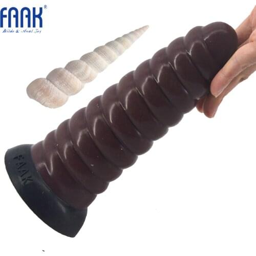 FAAK Big dildo silicone anal plug suction sex toys stitching color brown black huge penis adult masturbator heliciform dick
