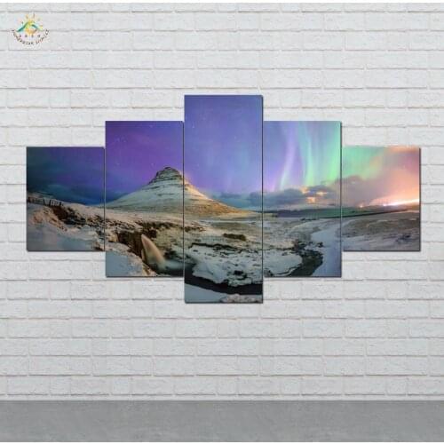 Icelandic Northern Lights Wall Art Canvas Painting Posters and Prints Decorative Picture Decoration Home For Living Room 5 PIECE