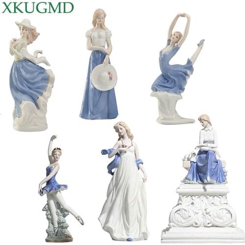 Ceramic Ballet Woman Sculpture Office Desktop Handmade Decoration Home Wedding Decor Accessories Crafts Gift