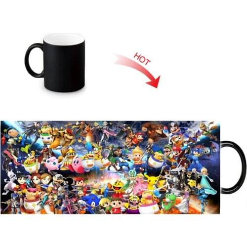 Customized Ceramic Coffee Mugs Super Smash Bros Milk Tea Magic Color Mug Heat Sensitive Color Changing Water Cup 12oz