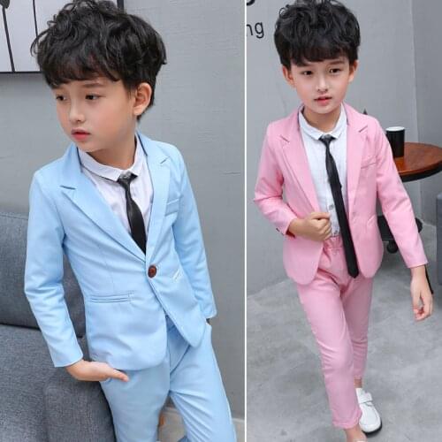 Baby Boys Girls Sweet Jacket +Pants 2Pcs Clothing Set Gentleman School Kids Formal Wedding Suit Children Performance Party Dress