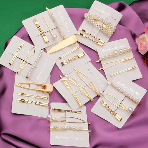 Ins Fashion 1Set Women Girls Elegant Pearls Hair Clips Sweet Headwear Hair Ornament Hairpins Barrettes Headband Hair Accessories