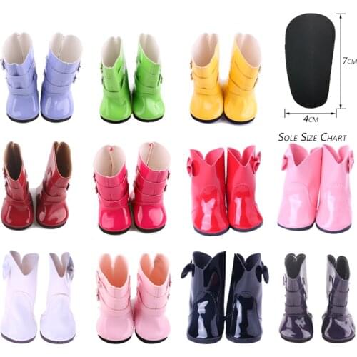 Flat Leather Boots Multiple Colour For 18 Inch American&43Cm Baby New Born Doll Our Generation , For Baby Birthday Festival Gift