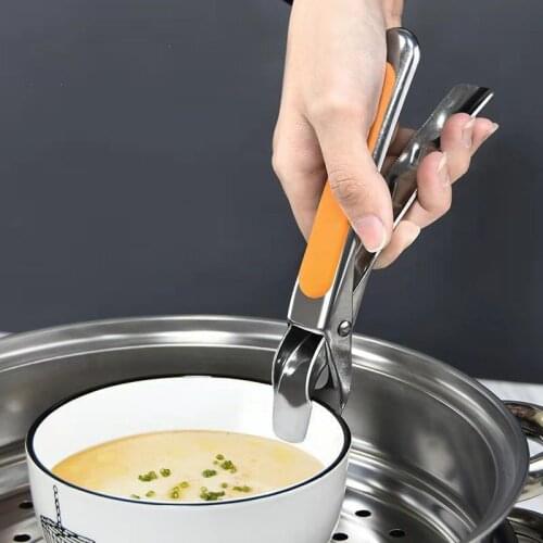 Creative Stainless Steel Hot Bowl Clip Pot Dish Holder Steamer Plate Tong Anti-Hot Clamp Gripper Kitchen Tools Heat Insulation c