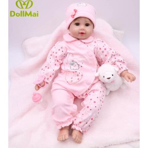 DollMai bebes reborn 20" soft silicone reborn baby dolls girl children gift toy dolls pink quilt sleeping reborn babies alive
