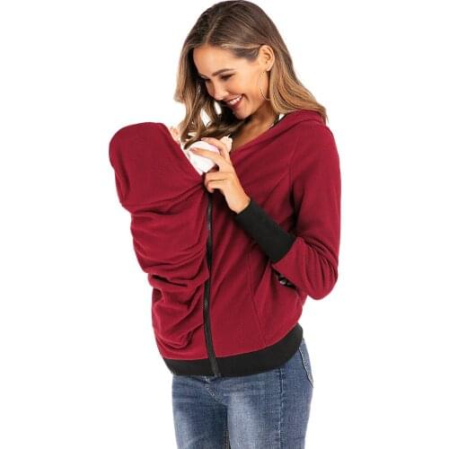 2020 Baby Carrier Jacket Kangaroo Striped Hooded Winter Maternity Outerwear Coat for Pregnant Women Carry Baby Pregnancy Clothes