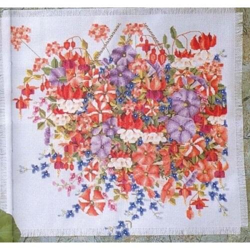 -Summer Flower Basket 48-51 Cross Stitch Set Cross-stitch Kit Embroidery Needlework Craft Packages Cotton Fabric Floss