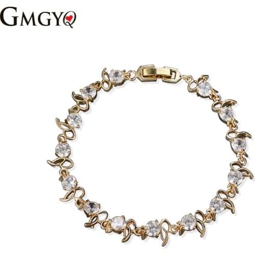 GMGYQ Best Selling 2018 Products Circular Cubic Zirconia Prong Setting Bracelets For Women Fashion Jewelry Womens Accessories