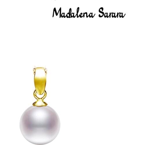 Madalena Sarara 7-8 mm freshwater pearl women pendant perfectly round good quality 18k yellow gold made