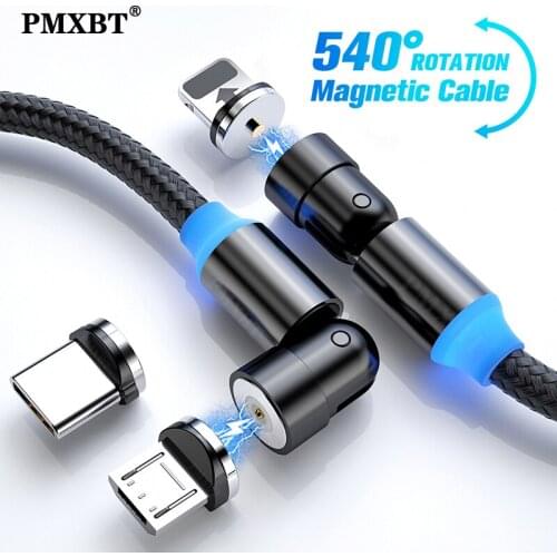 540 Degree Rotate Magnetic Type C Cable Fast Charging Magnet Charger Micro USB-C Cable For iPhone Xiaomi Mobile Phone Wire Cord