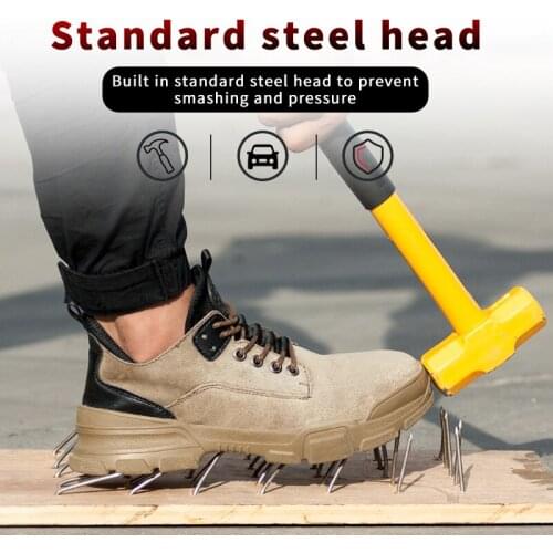 Men Work Shoes High Quality Safety Boots Steel Toe Breathable Lightweight Anti Puncture Outdoor Construction Safety Shoes