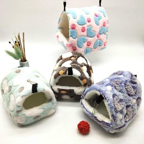 Small Animal Hanging Hammock Hamster Squirrel Warm House Winter Warm Plush Soft Rat Sleeping Bed Nest House