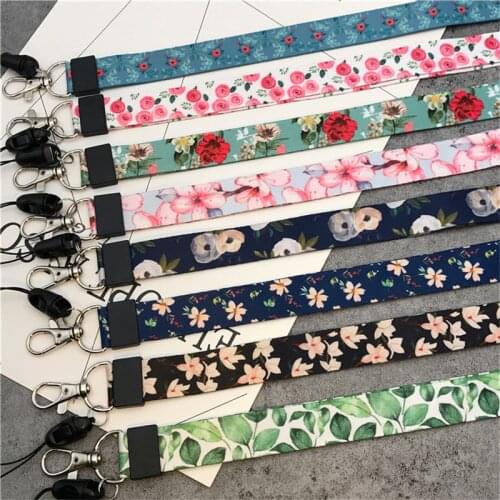 Small Fresh Leaves Neck Strap Lanyards for keys ID Card Gym Mobile Phone Straps USB badge holder DIY Hang Rope Lariat Lanyard
