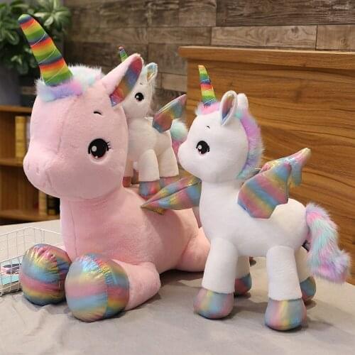 New high quality plush toy Rainbow Pegasus plush pillow doll doll super soft and comfortable childrens toy furniture decoration