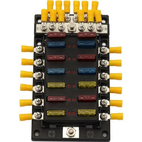 New fuse holder 12 way with independent negative fuse socket with detachable Bussbar (rotatable cover) with fuse set