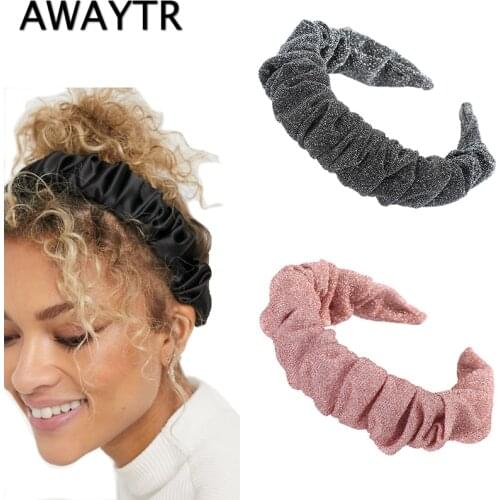 AWAYTR Glitter Mesh Hairband Head Band Women New Shiny Sequin Plated Bezel Simple Headband Non-Slip Hair Accessories Hair Hoop