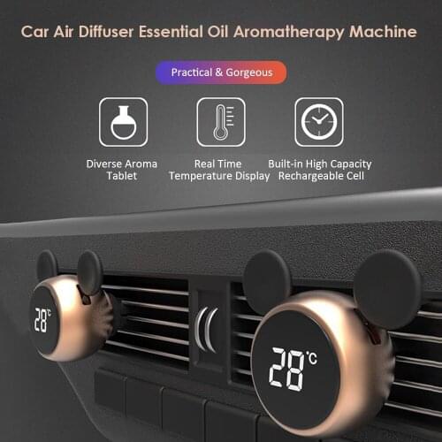 Mini Portable Car Air Diffuser Essential Oil Aromatherapy Machine Temperature Display Sensitive Touching Control